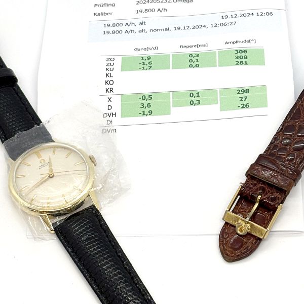 Omega Vintage 585er Gold Automatik am Lederband (28438)