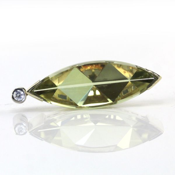 Citrin Diamant Anhänger 585er Gelbgold / Weißgold Goldschmiedearbeit (7377)