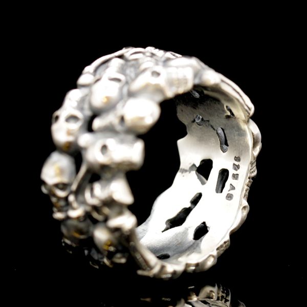 Ring "SKULLS" 925er Silber 14 mm Breit Gr 58 NEU