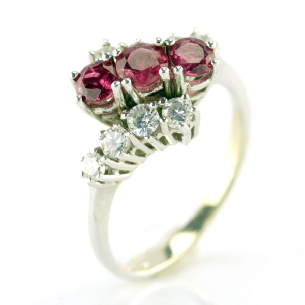 Turmalin Diamant Ring 585er Weißgold GR 54 0,56 Ct Brillanten (4831)