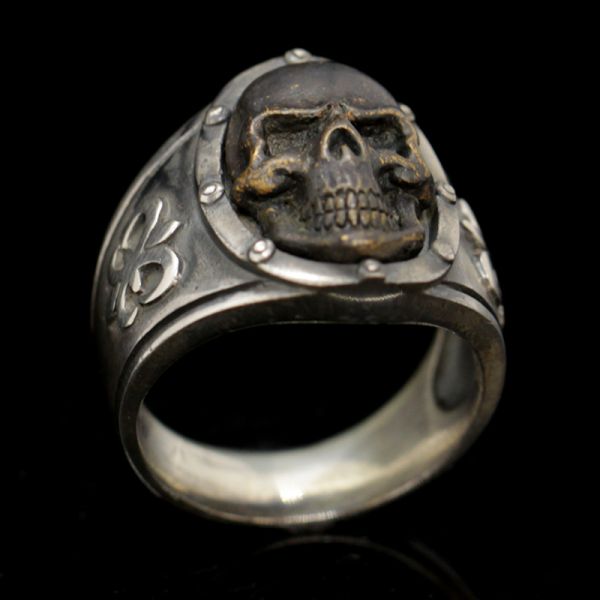 Ring "BLACK SKULL" 925er Silber mit Bronze Gr 70 by JJJ LA NEU