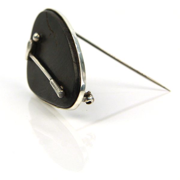 Handarbeit Silber Brosche "GOLF" 925er Silber mit Ebenholz Einzelstück.