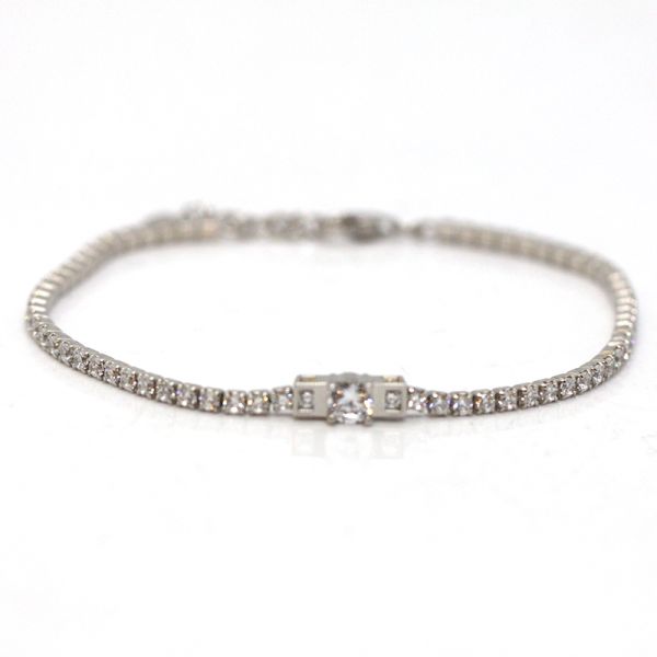 Tennis Armband "SOLITÄR" 925er Silber rhodiniert funkelnde Zirkonia 18-20 cm NEU