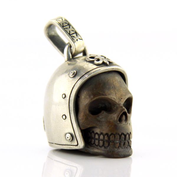 JJJ LA Anhänger Herren "BIKER SKULL BLACK" 925er Silber Bronze geschwärzt NEU