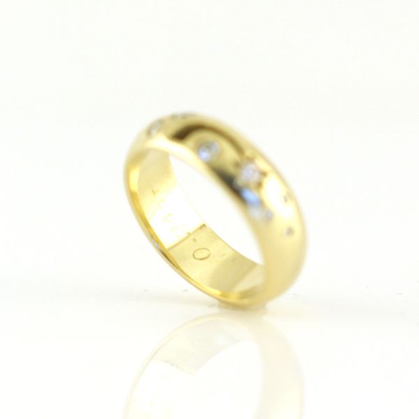Handarbeit Gelbgold Bandring 585er mit 0,24ct Diamanten im Brillantschliff GR 59