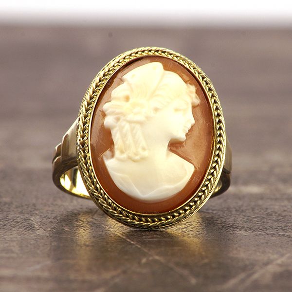 585er Gelbgold Ring mit Kamee GR 62 (122)