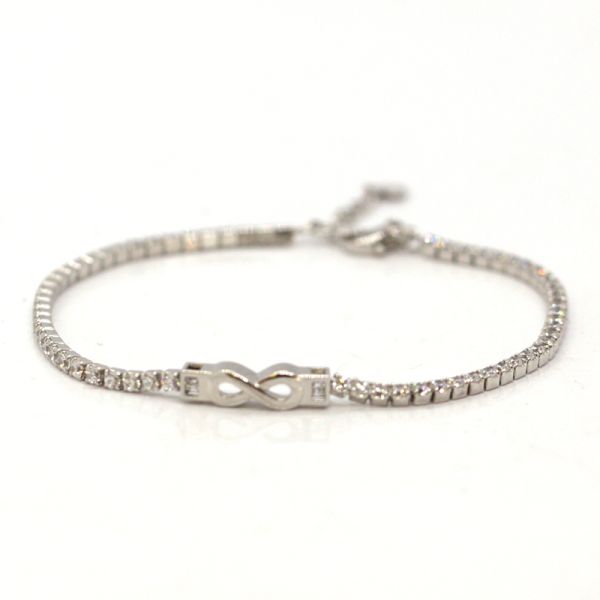 Tennis Armband "UNENDLICH" 925er Silber rhodiniert funkelnde Zirkonia 18-20 cm NEU