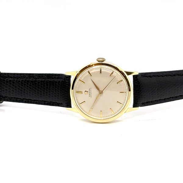 Omega Vintage 585er Gold Automatik am Lederband (28438)