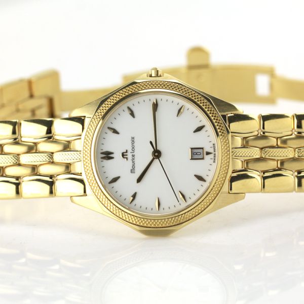 Maurice Lacroix Herren Armbanduhr vergoldet Quarz Ref. 69632 Ultraflach (5490)