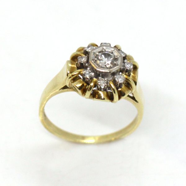 Antiker Diamant Ring 585er Gelbgold GR 54 ca. 0,28 ct (14092)