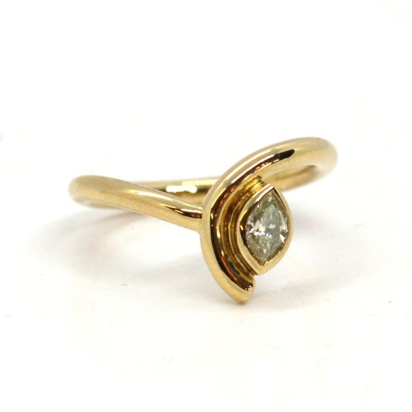 Diamant Ring Handarbeit 750er Gelbgold ca. 0,35 Ct Diamant im Navette GR 54 (15034)
