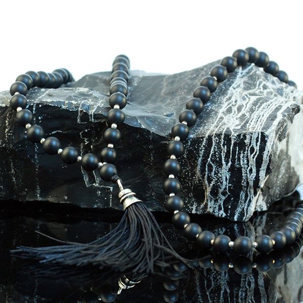 JJJ LA Halskette Onyx matt Gebetskette Rosenkranz