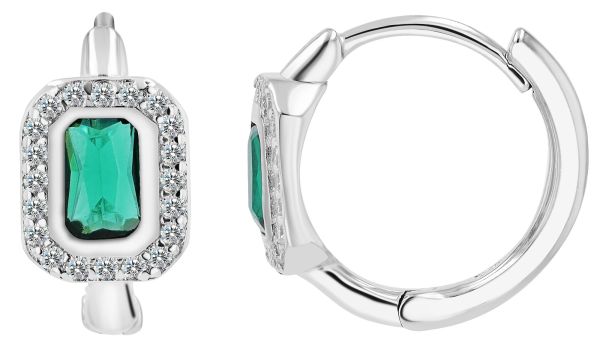 Creolen "Liora" 925er Silber rhodiniert grüne/weiße Zirkonia 5300460-003 NEU