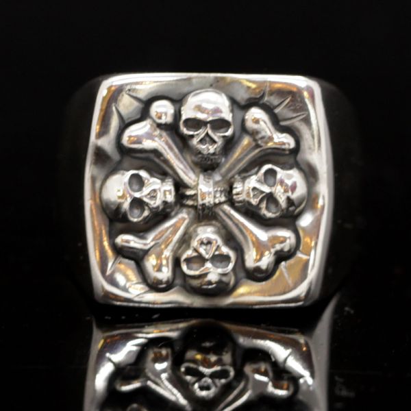 Ring Siegelring "CROSSBONE SKULLS" 925er Silber Gr 60 NEU