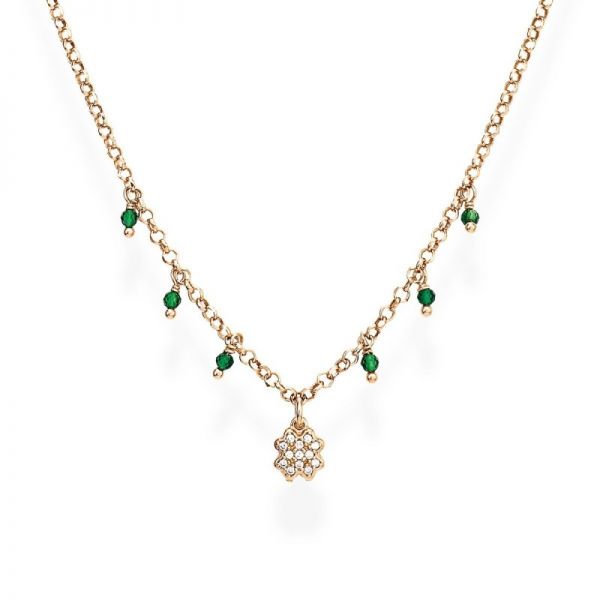 AMEN Halskette Collier "Kleeblatt" Damen 925er Silber Roségold Zirkonia CLQRVZ