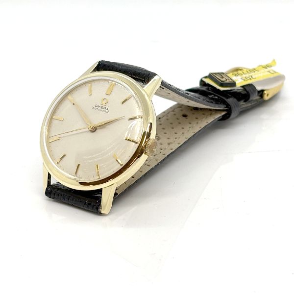 Omega Vintage 585er Gold Automatik am Lederband (28438)