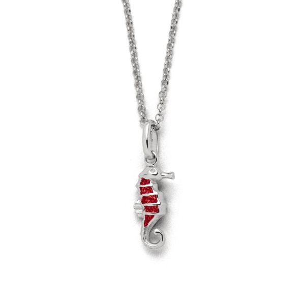 DUR Halskette "Seepferd Koralle" 925er Silber Koralle 42 cm K2720 NEU