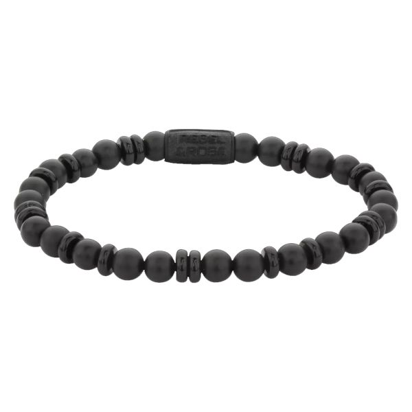 Rebel & Rose Armband "Variations All-Black" 6 mm RR-60107-B-M 17,5 cm NEU