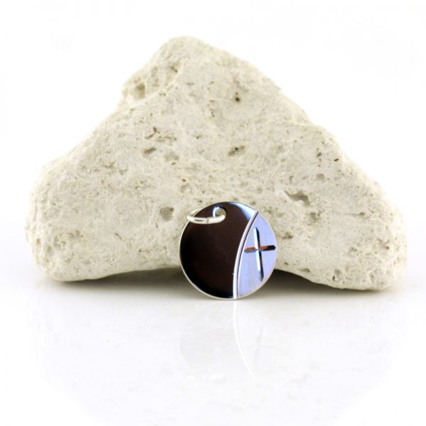 Kreuzanhänger mit Gravurfläche 925er Silber rhodiniert Ø 14 mm NEU