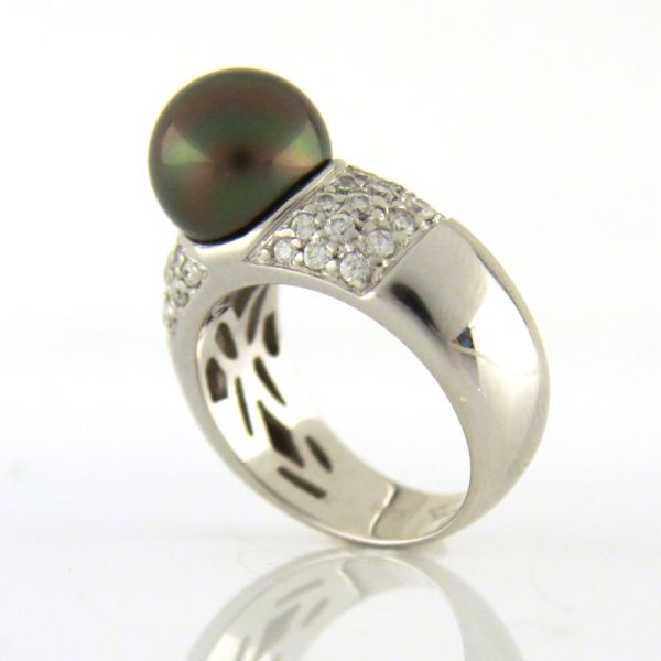 GOOIX Damen Ring 925er Silber Muschelkernperle weiße Zirkonia GR 54 NEU