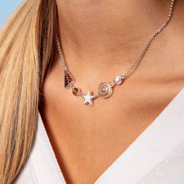 DUR Halskette "Strandrausch 2.0" 925er Silber Strandsand 40-45 cm K2589 NEU