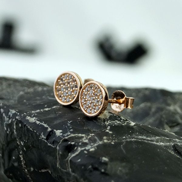 Ohrstecker Pavé Rund 925er Sterling Silber Roségold Zirkonia BE04235-RG NEU