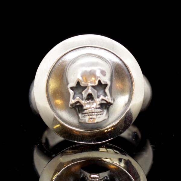 Ring Siegelring "STAR SKULL" 925er Silber Gr 60 NEU
