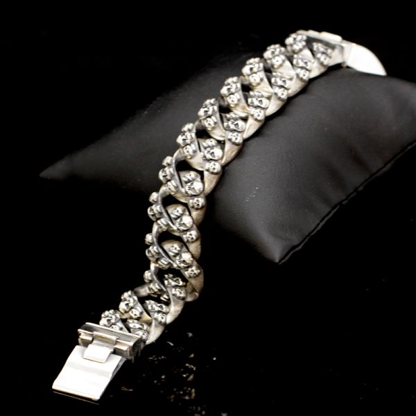 Armband Gliederarmband massiv "CROSSBONE SKULL" 925er Silber Buckle 18 x 180 mm NEU