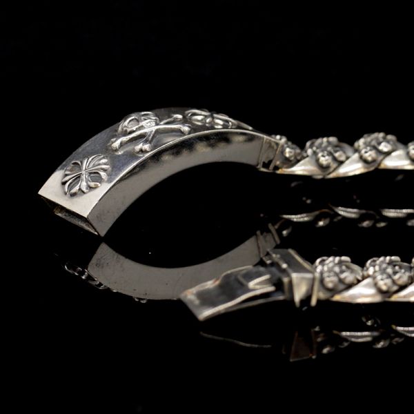 Armband Panzerarmband massiv "CROSSBONE SKULL" 925er Silber Buckle 18 x 210 mm NEU