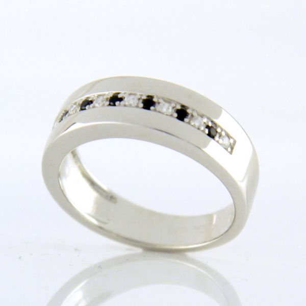 GOOIX Damen Ring 925er Silber Zirkonia schwarz/weiß GR 54 NEU UVP.: 99,-