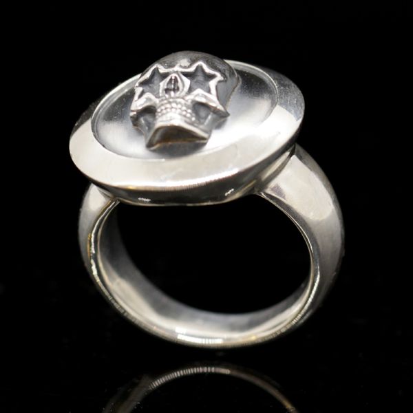 Ring Siegelring "STAR SKULL" 925er Silber Gr 70 NEU