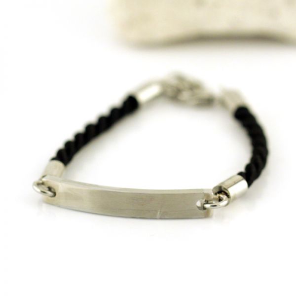 Damen Identitäts Armband Edelstahl Samt Kordel NEU