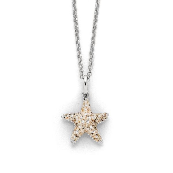 DUR Halskette "Seestern" 925er Silber Strandsand 45 cm K2828 NEU