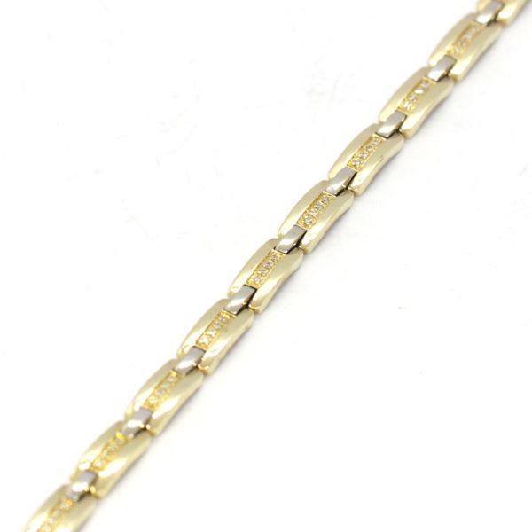 Brillant Armband Gliederarmband Bi-Color 585er Gelbgold / Weißgold 21 cm (11470)