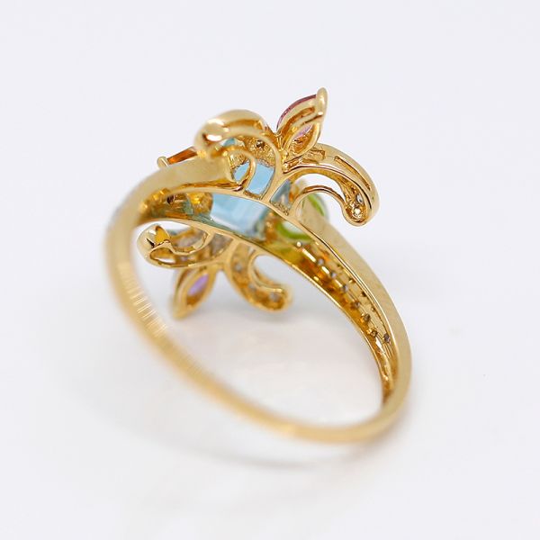 Gold Ring 750er Multicolor Topas, Peridot, Citrin, Amethyst, Saphir und Diamant (37258)