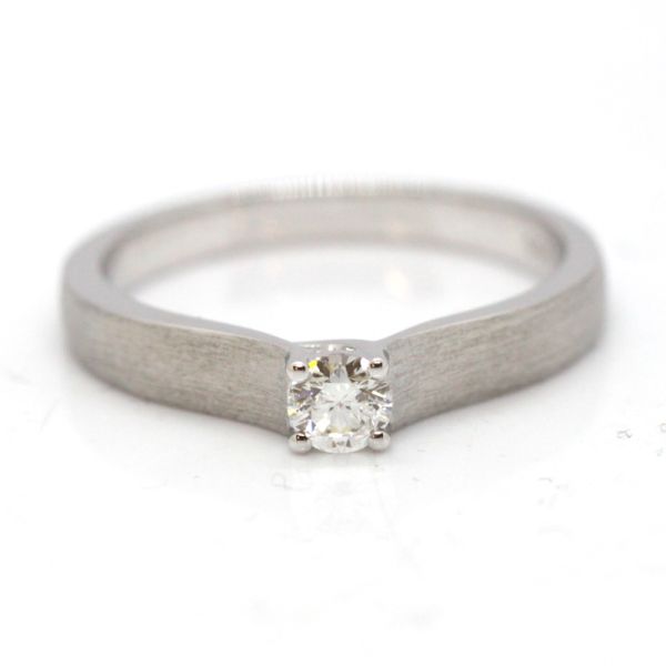 Brillant Ring 900er Platin 0,20 Ct Diamant im Brillantschliff GR 54 NEU