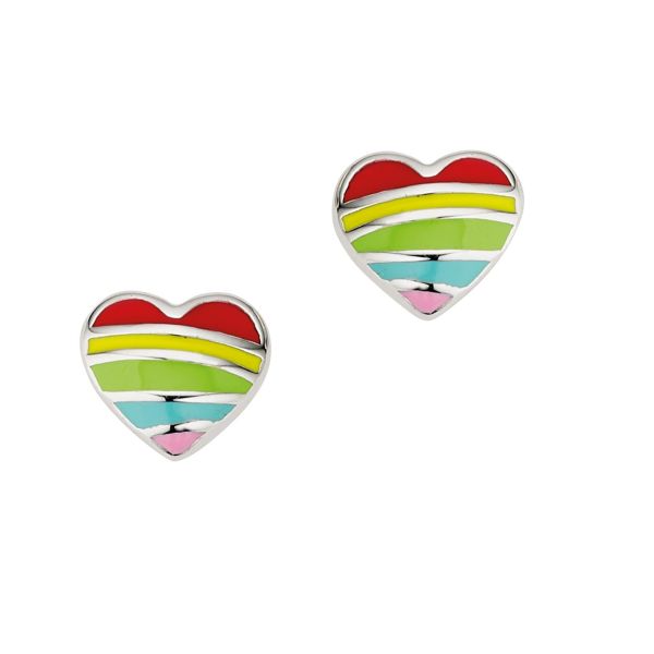 Ohrstecker "Regenbogenherz" 925er Silber Lack BOS905204 NEU