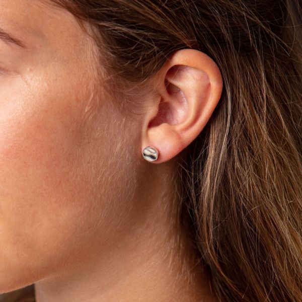 DUR Ohrstecker "Strandwelle" 925er Silber rhodiniert Strandsand/Steinsand O5233 NEU