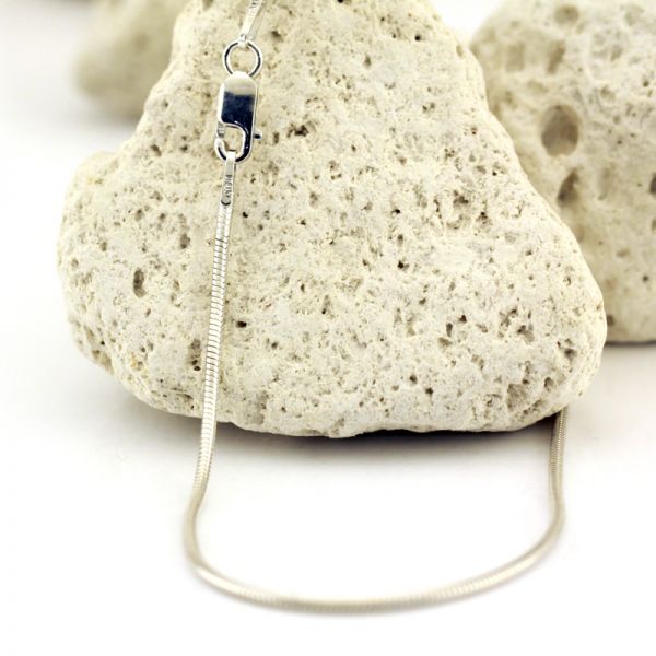 Halskette Schlangenkette 925er Sterling Silber rhodiniert 42 cm / 1,4 mm Breit