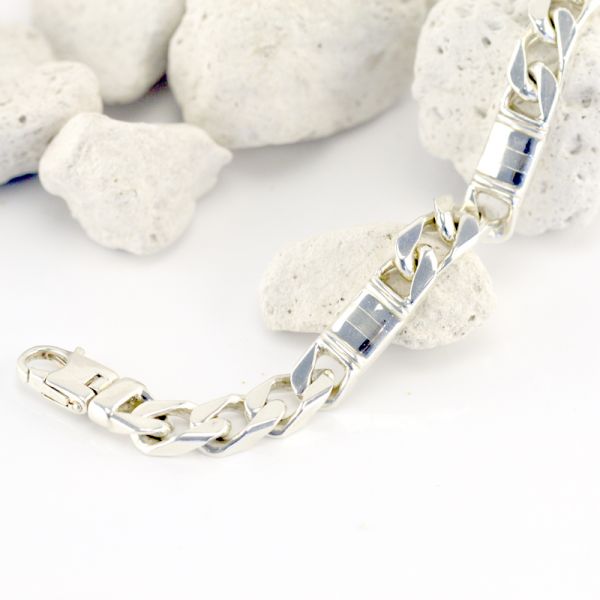 Silber Armband Panzer Armband Flachpanzer 925er Silber 180 mm