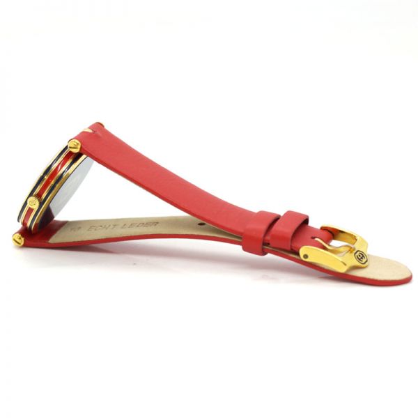 GUCCI Damen Armbanduhr Quarz IP Gold emailliert Blau Rot (11371)