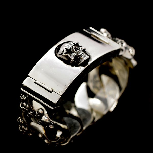 Armband Gliederarmband massiv "STARSKULL" 925er Silber Buckle 25 x 220 mm NEU