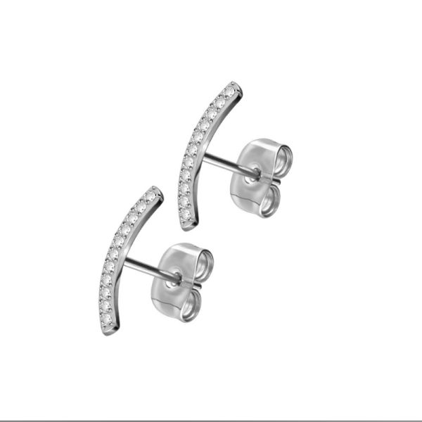Ohrstecker "Kristallbogen" Titan Silberfarbend TSO136-SI NEU