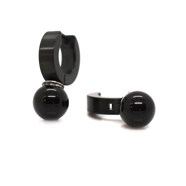 monomania Creolen Onyxperle "Black Kiss" Edelstahl PVD schwarz NEU