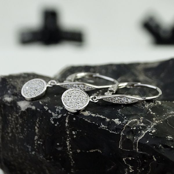 Ohrhänger 925er Sterling Silber rhodiniert Micropavé gefasste Zirkonia