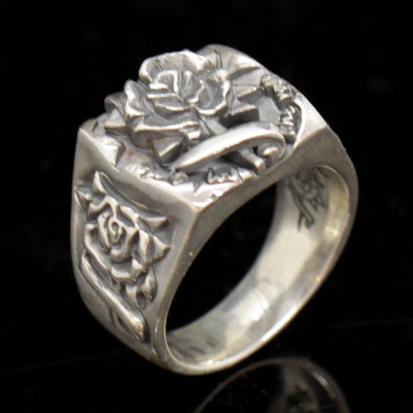 Ring Siegelring "ROSES" 925er Silber Gr 58 NEU