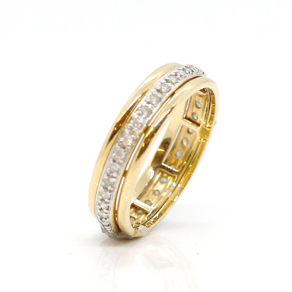 Memoire Ring 585er Gold "Eternity" bewegliche Brillantschiene ca. 0,47 Ct GR 66 (22501)