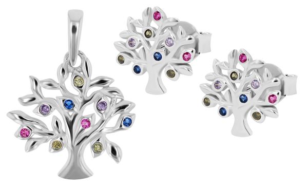 Schmuckset (Anhänger+Ohrstecker)"Thaisa" 925er Silber rhodiniert bunte Zirkonia 5360062-001 NEU