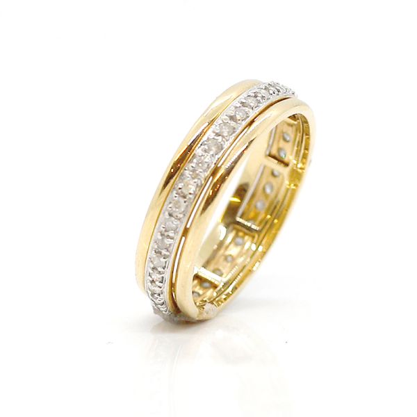 Memoire Ring 585er Gold "Eternity" bewegliche Brillantschiene ca. 0,47 Ct GR 66 (22501)