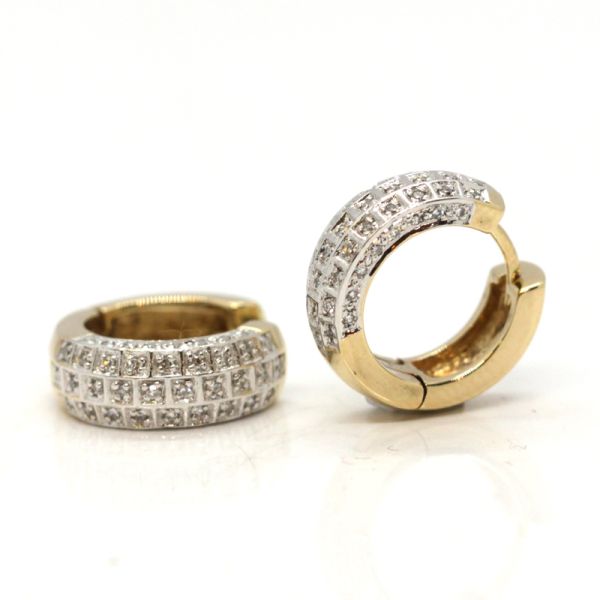 Diamant Creolen 585er Gelbgold Weißgold Diamanten im 8/8 Schliff (13602)